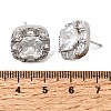 Brass Pave Clear Cubic Zirconia & Glass Stud Earrings EJEW-G471-03P-01-5