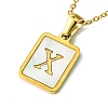 Ion Plating(IP) Rectangle with Initial Letter 304 Stainless Steel Pendant Necklace NJEW-R265-04G-X-1