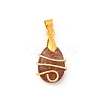 Copper Wire Wrapped Natural Labradorite & Amazonite & Aquamarine & Rose Quartz & Amethyst & Tiger Eye & Strawberry Quartz & Prehnite Pendants PALLOY-JF04064-01-2