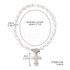 Imitation Pearl Triangle Beaded Alloy Textured Cross Pendant Necklaces FS-WGA4DD0-02-2