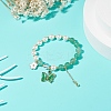 4Pcs 4 Style Round Natural Mixed Gemstone & Shell Pearl Beaded Stretch Bracelets Set BJEW-TA00191-4