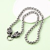 304 Stainless Steel Double Wolf Head Pendant Box Chain Necklaces NJEW-C099-01-2