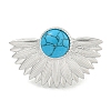 304 Stainless Steel Synthetic Turquoise Cuff Rings G-Z056-07P-04-2