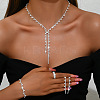 Alloy Rhinestone Tassel Pendant Necklace & Stud Earring & Ring FS-WG7E587-02-3