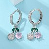 Brass Micro Pave Cubic Zirconia Hoop Earrings EJEW-R016-15P-1