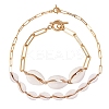 Natural Cowrie Shell Beads Pendant Necklace and Link Bracelet Set with Paperclip Chains for Women SJEW-SW00002-1