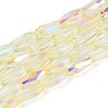 AB Color Plated Transparent Glass Teardrop Beads Strands EGLA-T029-08D-1