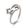 Non-Tarnish 201 Stainless Steel Double Star Finger Ring RJEW-J051-14P-1