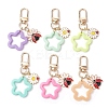 6Pcs 6 Colors Flower Opaque Acrylic Pendant Decorations HJEW-JM02330-1