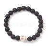 8.5mm Round Natural Lava Rock Beaded Stretch Bracelets BJEW-JB10465-04-1
