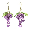 Grape Weave Glass Seed Beads Dangle Earrings EJEW-MZ00731-3