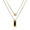 Rectangle & 3 Ring Stainless Steel Pendant Double Layer Necklaces for Women FS-WG0A6F5-01-5