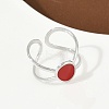 Oval 304 Stainless Steel Enamel Cuff Rings for Women RJEW-G355-03P-02-2