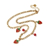 304 Stainless Steel Red Enamel Strawberry Pendant Necklaces for Women NJEW-F346-05G-4