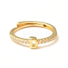Clear Cubic Zirconia Initial Letter Adjustable Ring RJEW-C052-01G-D-2