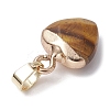 Natural Mixed Gemstone Faceted Heart Charms with Golden Tone Brass Snap on Bails PALLOY-JF02319-4