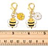 10Pcs 2 Styles Alloy Enamel Bee with Flower Pendant Decorations HJEW-FS00061-5