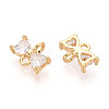 Brass Pave Clear Cubic Zirconia Connector Charms KK-T078-03G-02-2