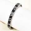 304 Stainless Steel Black Enamel Roman Numerals Open Cuff Bangles for Women SA-CBAC920-14P-3