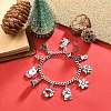 Christmas Tree & Deer & Wreath & Santa Claus Alloy Enamel Charm Bracelet BJEW-TA00252-2