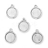 Tibetan Style Antique Silver Alloy Flat Round Pendant Cabochon Settings X-TIBEP-M022-32AS-1