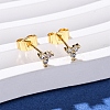 Brass Micro Pave Clear Cubic Zirconia Clover Stud Earrings EJEW-S280-03G-1