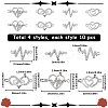 40Pcs 4 Styles Heart Theme Alloy Rhinestone & Cubic Zirconia Connector Charms RB-SC0001-11-2