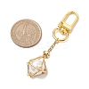 Brass Macrame Chain Pouch Round Shell Pearl Holder Pendant Decorations HJEW-JM02048-01-3