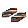 Transparent Resin & Walnut Wood Pendants RESI-E050-06-2