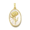 Brass Pave Shell Birth Flower Pendants FIND-I040-04G-1