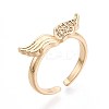 Brass Micro Pave Cubic Zirconia Cuff Rings for Women KK-T071-59G-4