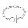 Tarnish Resistant 304 Stainless Steel Paperclip Chain Bracelets STAS-P001-59P-1