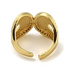 Leaf Brass Micro Pave Cubic Zirconia Open Cuff Rings for Women RJEW-Z050-21G-3