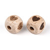 Laser Engraved Beech Wood European Beads WOOD-T033-08B-2