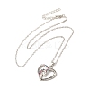 Colorful Rhinestone Heart with Unicorn Pandant Necklace with Cable Chains NJEW-K246-01P-1