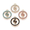 Rack Plating Alloy Rhinestone Pendants PALLOY-T091-21M-G-1