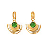 Golden Stainless Steel Fan Dangle Hoop Earrings LS-OV2529-1-1