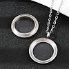 304 Stainless Steel Visible Flat Round Locket Pendant Pet Urn Ashes Necklaces NJEW-S455-08P-5