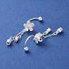 999 Fine Silver Flower Tassel Ear Plug Gauges EJEW-P296-10S-2