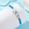 Synthetic Turquoise & Glass Seed Beads & Shell Braided Bead Bracelets BJEW-MZ00331-2