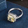Adjustable 925 Sterling Silver Micro Pave Cubic Zirconia Cuff Rings for Women RJEW-F183-01C-02-3