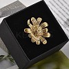 Flower 304 Stainless Steel Open Cuff Ring for Women RJEW-M049-04G-3