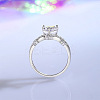 Rhodium Plated 925 Sterling Silver Micro Pave Cubic Zirconia Finger Rings for Women WG9CD14-03-2