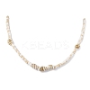 Glass with Natural Sea Shell Beads Braided Necklaces NJEW-JN04837-3