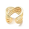 Clear Cubic Zirconia Criss Cross Open Cuff Ring RJEW-G251-09G-2