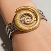 Hammered 304 Stainless Steel Multi-strand Cuff Bangles for Women BJEW-D465-02GP-1