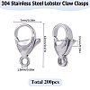 304 Stainless Steel Lobster Claw Clasps STAS-SP0001-73B-2