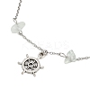Natural Fluorite Chip Bead Chain Anklets AJEW-AN00671-02-3