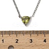 304 Stainless Steel Olive Cubic Zirconia Triangle Pendant Necklaces for Women NJEW-Z064-01P-5