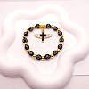 Acrylic Round with Cross Beaded Stretch Bracelets with Cross Charms PW-WG40295-08-1